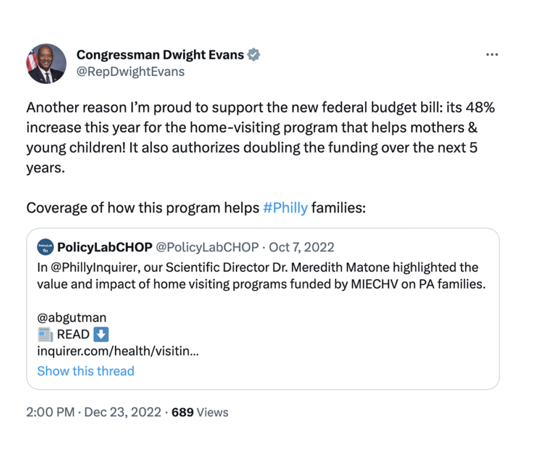 Tweet from Congressman Dwight Evans