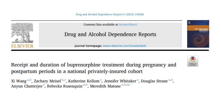 "Receipt and duration of buprenorphine treatment during pregnancy and postpartum periods in a national privately-insured cohort" in Drug and Alcohol Dependence Reports