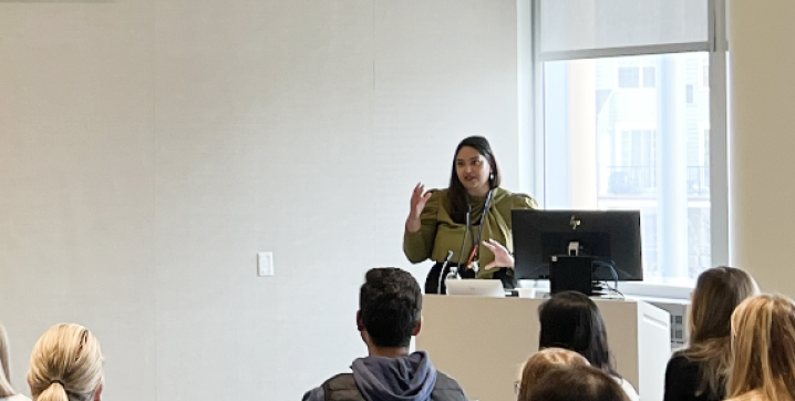 Dr. Anireddy Reddy speaking at a Morning Speaker Series event