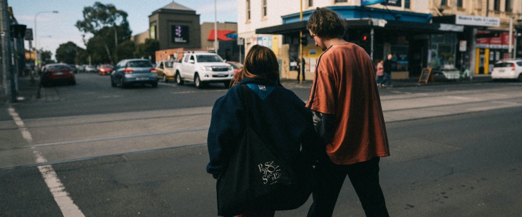 Teenagers walking