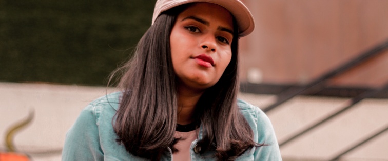 teenage girl with hat